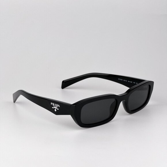 Prada PRB06S Sunglasses – Black Rectangle Frame Grey Lenses | Model 16K08Z - Picture 4 of 12